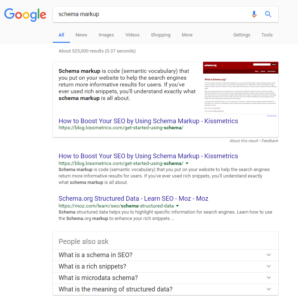 screenshot showing SEO schema markup and how it helps your website's content be seen