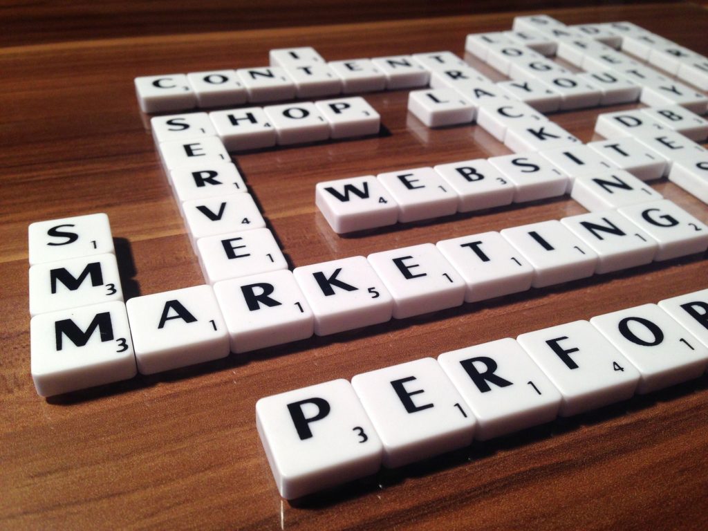 digital marketing terms in scrabble tiles